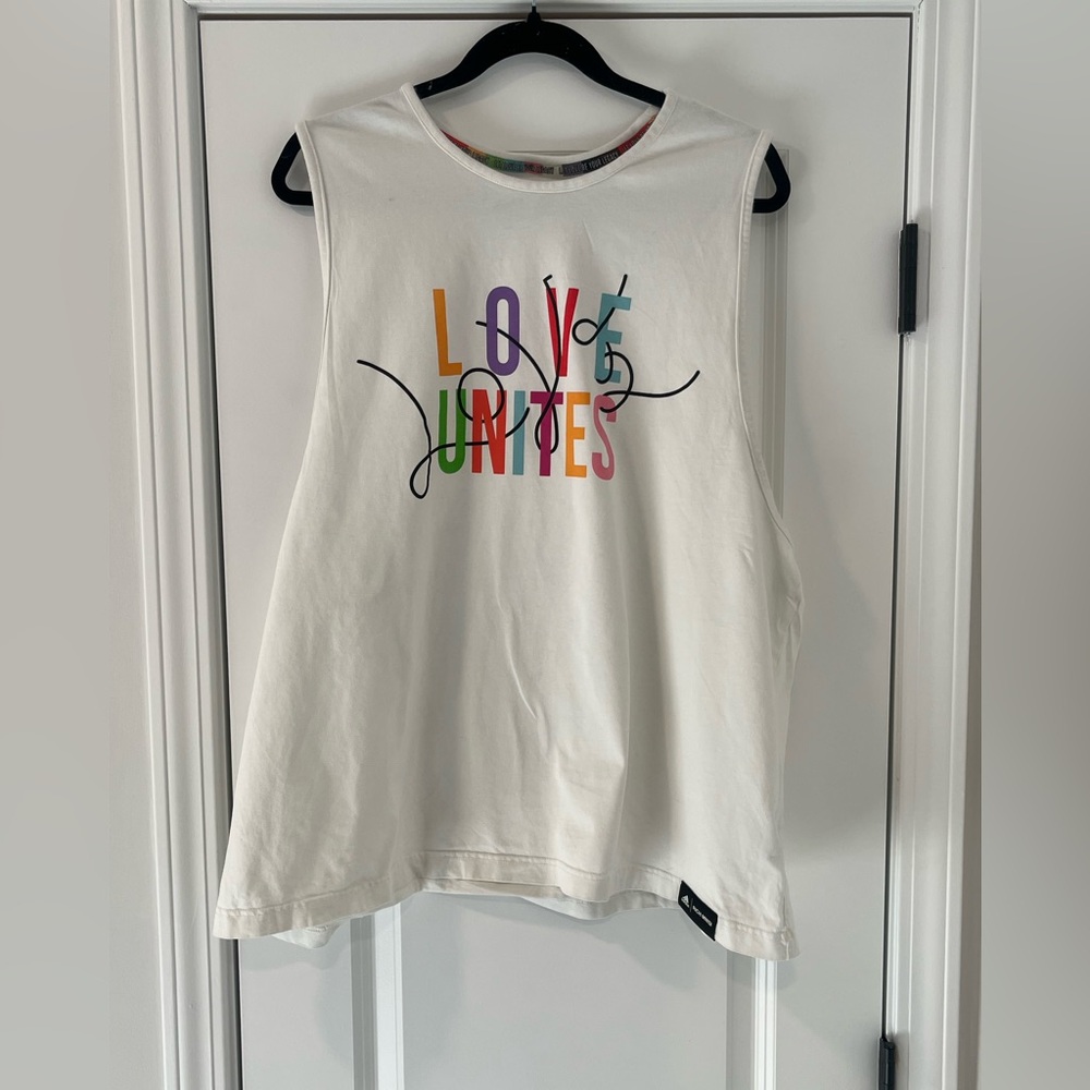 adidas White 'Love Unites' Tank Top